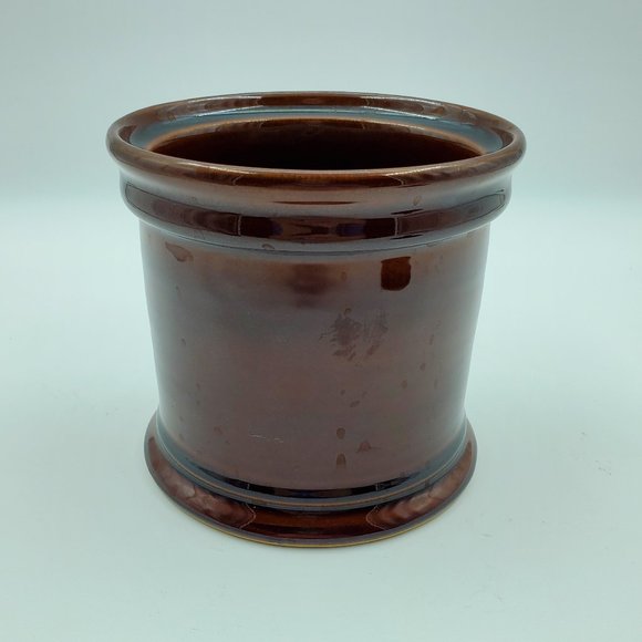 Rogers Pottery Brown Lidded Jar Brown Glaze Cookie Jar Canister Made in England - Picture 3 of 8